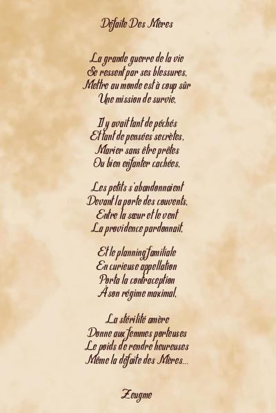 Le poème en image: Défaite Des Mères