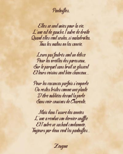 Le poème en image: Pantoufles,