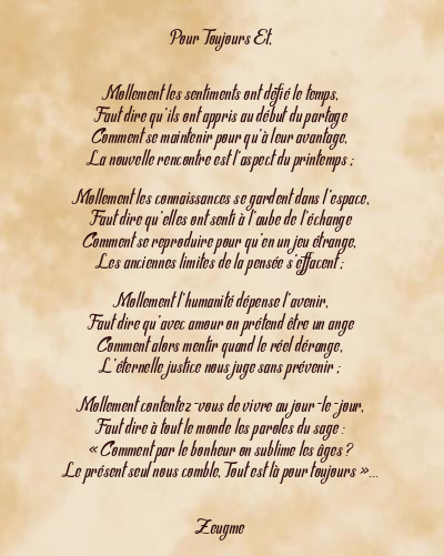 Le poème en image: Pour Toujours Et,