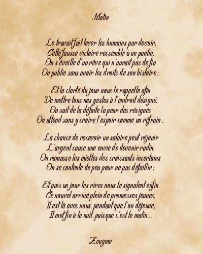Le poème en image: Matin