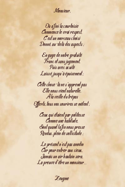 Le poème en image: Monsieur,