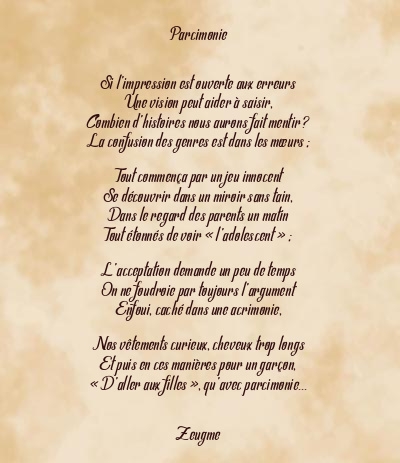 Le poème en image: Parcimonie