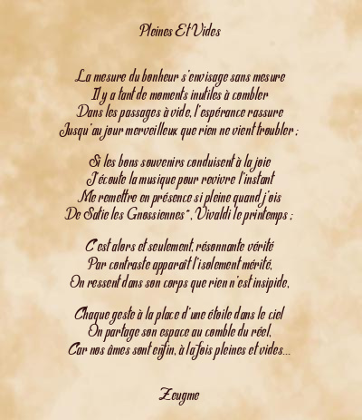 Le poème en image: Pleines Et Vides