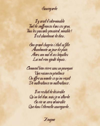 Le poème en image: Sauvegarde