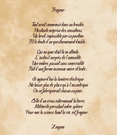 Le poème en image: Frayeur