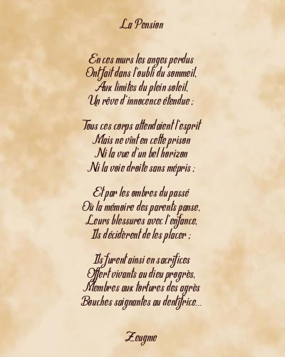 Le poème en image: La Pension