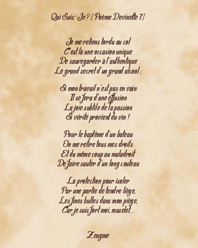 Le poème en image: Qui Suis-Je ? (Poème Devinette 7)