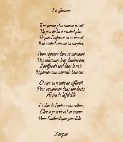 Le poème en image: Le Jumeau