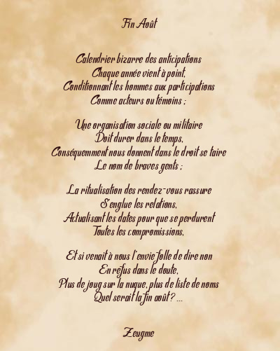 Le poème en image: Fin Août