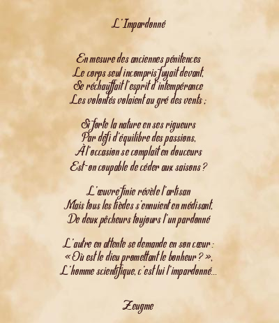 Le poème en image: L’impardonné