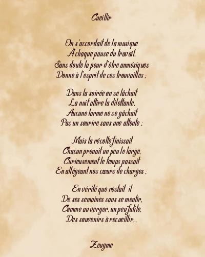 Le poème en image: Cueillir
