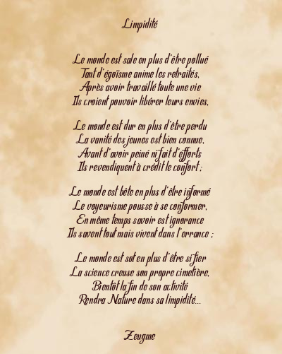 Le poème en image: Limpidité