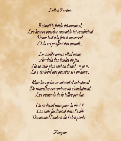 Le poème en image: Lettre Perdue