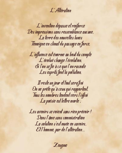 Le poème en image: L’altération