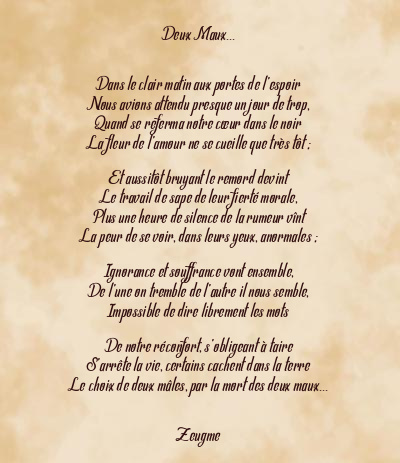 Le poème en image: Deux Maux…
