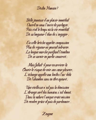 Le poème en image: Destin Humain ?