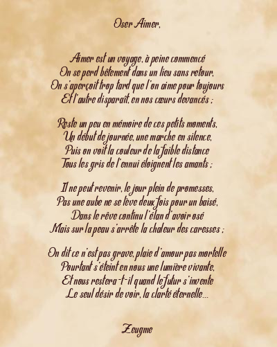 Le poème en image: Oser Aimer,