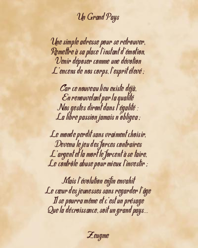 Le poème en image: Un Grand Pays