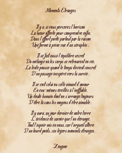 Le poème en image: Moments Étranges
