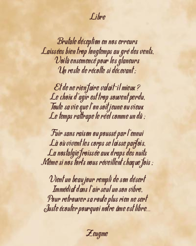 Le poème en image: Libre