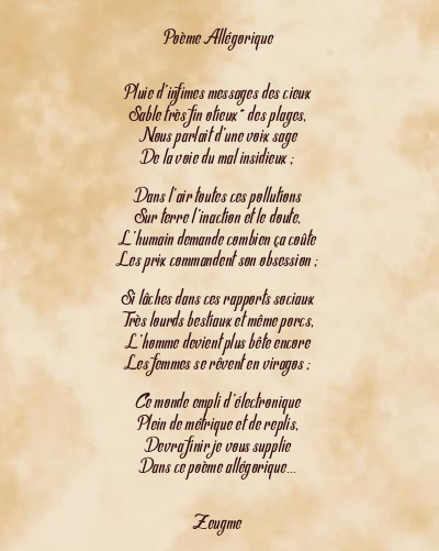 Le poème en image: Poème Allégorique