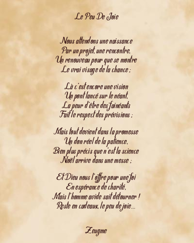 Le poème en image: Le Peu De Joie