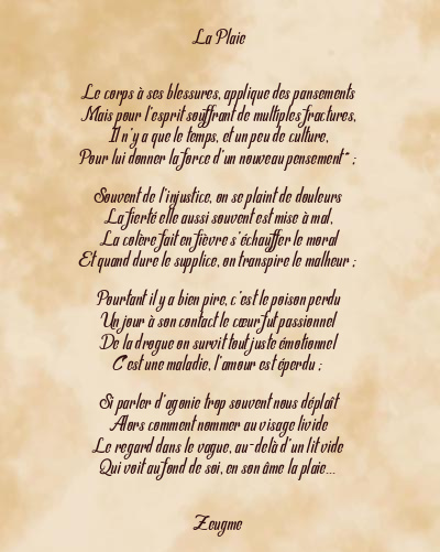 Le poème en image: La Plaie