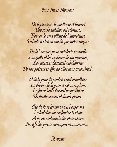 Le poème en image: Puis Nous Mourons