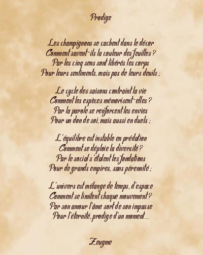 Le poème en image: Prodige