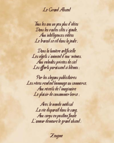 Le poème en image: Le Grand Absent