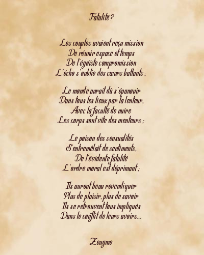 Le poème en image: Fatalité ?