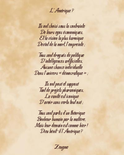 Le poème en image: L’amérique ?