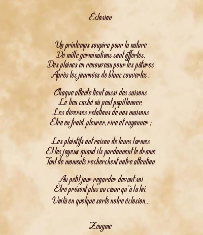 Le poème en image: Éclosion