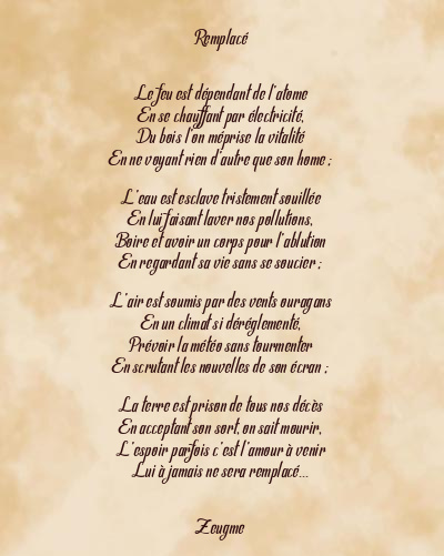 Le poème en image: Remplacé