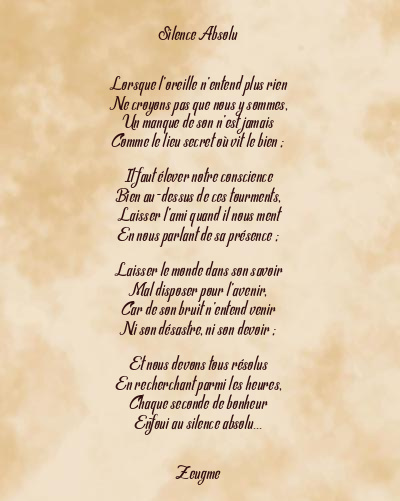 Le poème en image: Silence Absolu