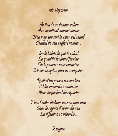 Le poème en image: Se Répartir