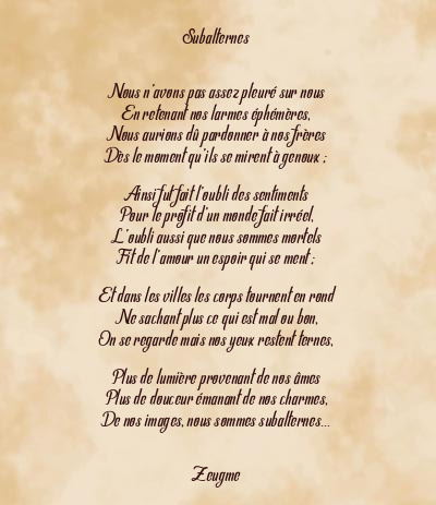 Le poème en image: Subalternes