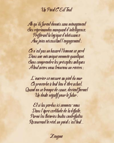 Le poème en image: Un Point C’est Tout