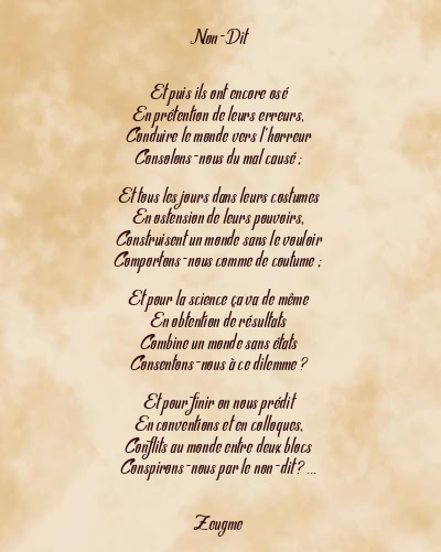 Le poème en image: Non-Dit