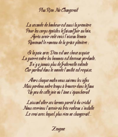 Le poème en image: Plus Rien Ne Changerait