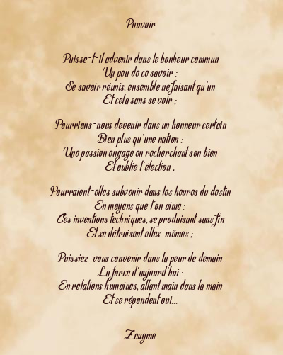 Le poème en image: Pouvoir