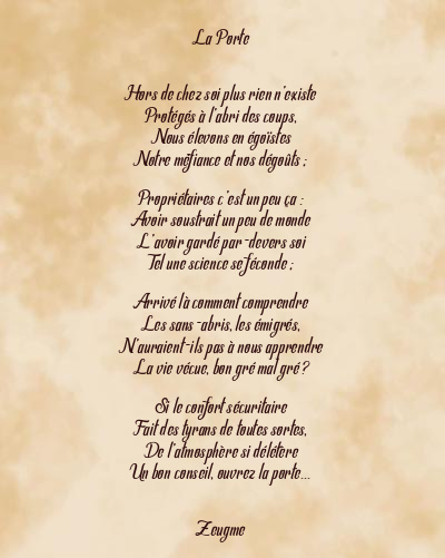 Le poème en image: La Porte