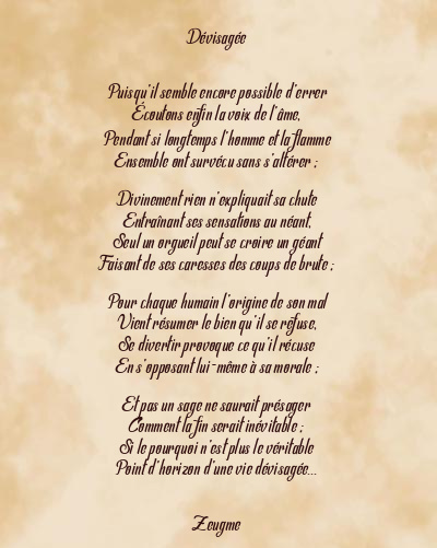 Le poème en image: Dévisagée