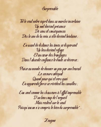 Le poème en image: Surprenable