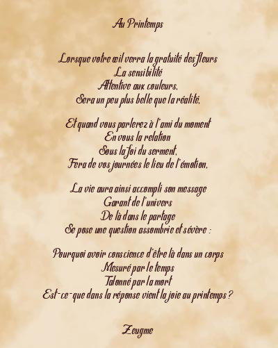 Le poème en image: Au Printemps