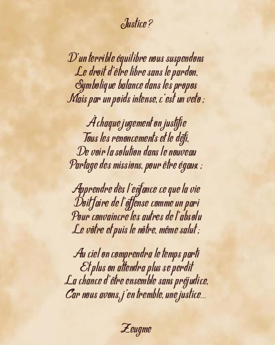 Le poème en image: Justice ?