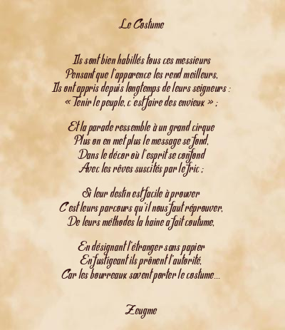 Le poème en image: Le Costume