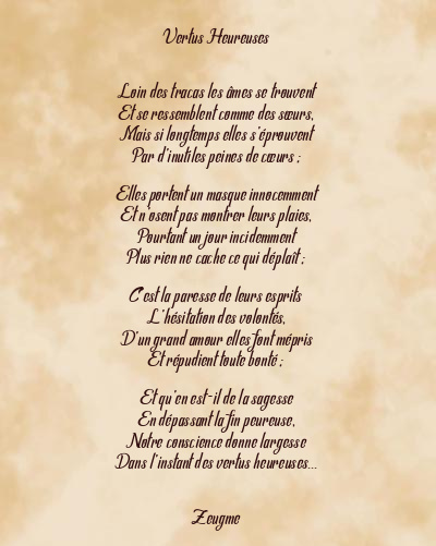 Le poème en image: Vertus Heureuses