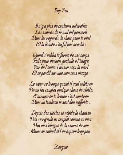 Le poème en image: Trop Peu