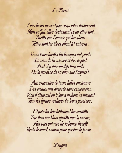 Le poème en image: La Forme